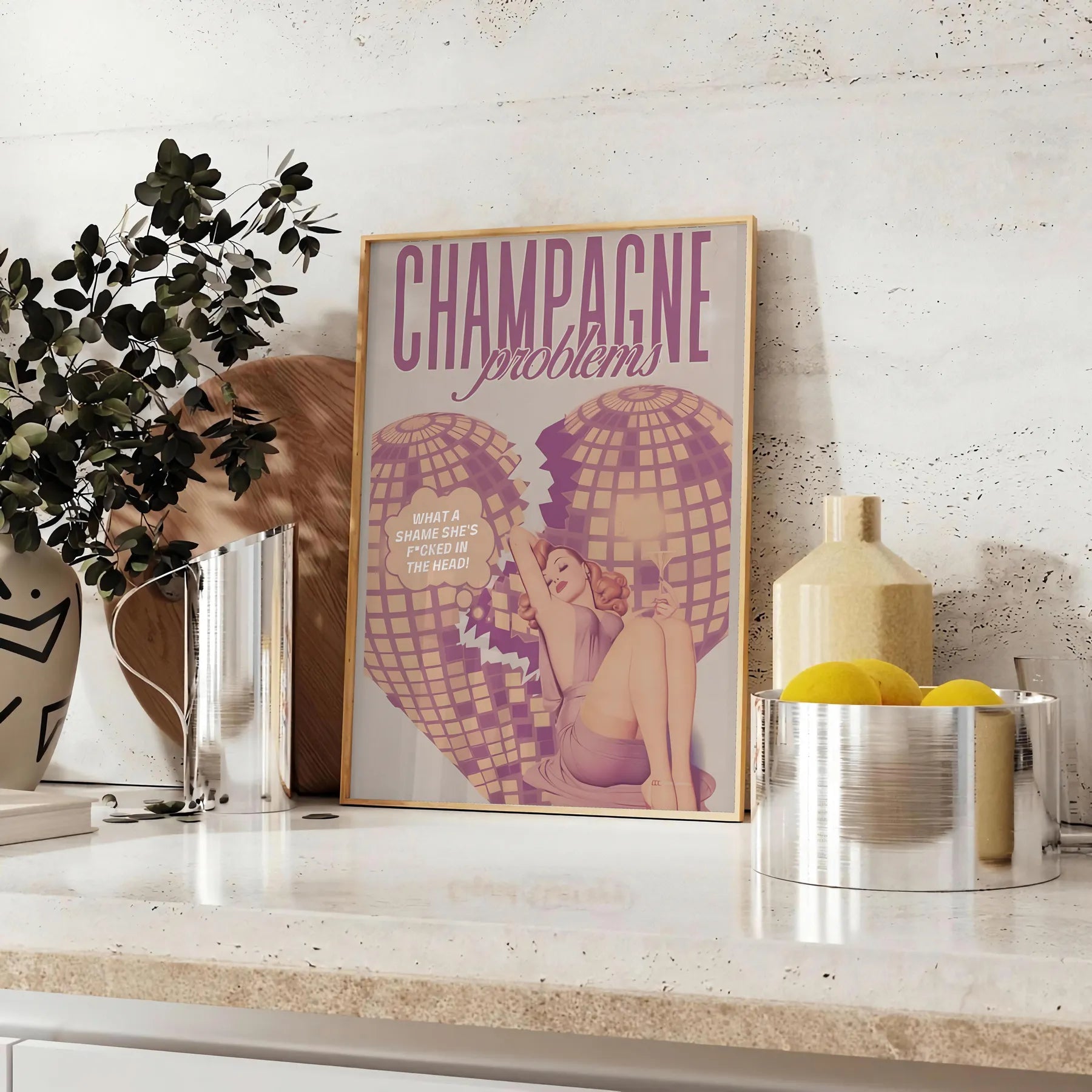 trendy art Champagne Problems stunning poster earth browns greens wall unique gift space captivating print unframed version artwork