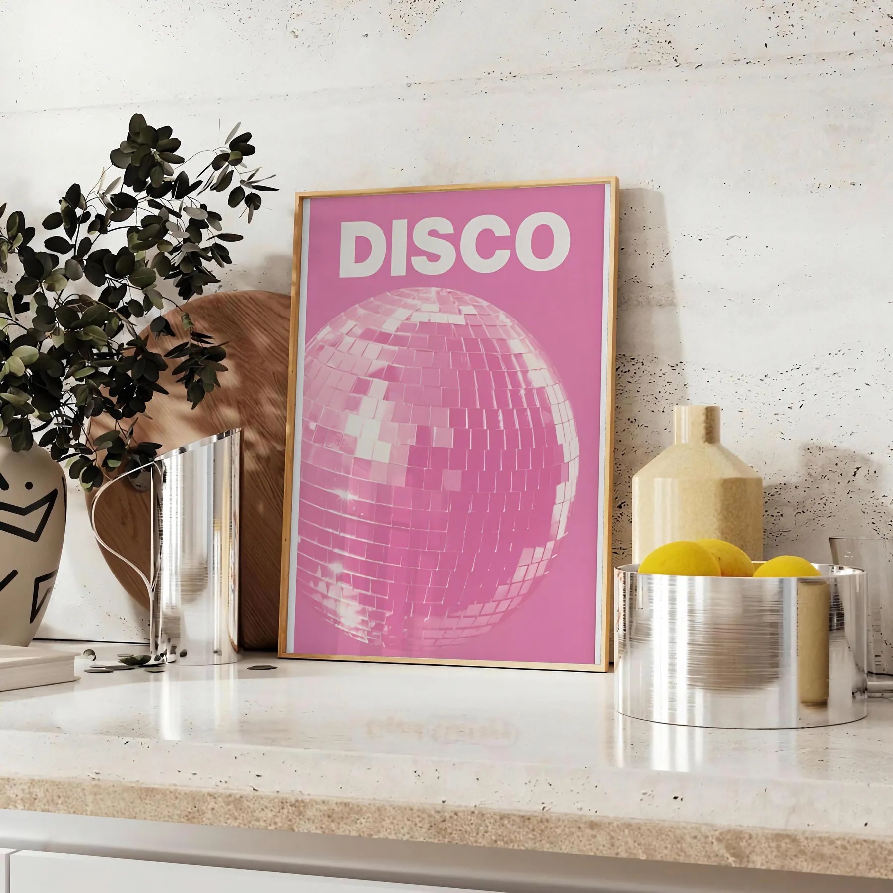 space vibrant disco pink popular art poster dynamic shades orange wall room eye artwork ideal gift various sizes A4 cm A0