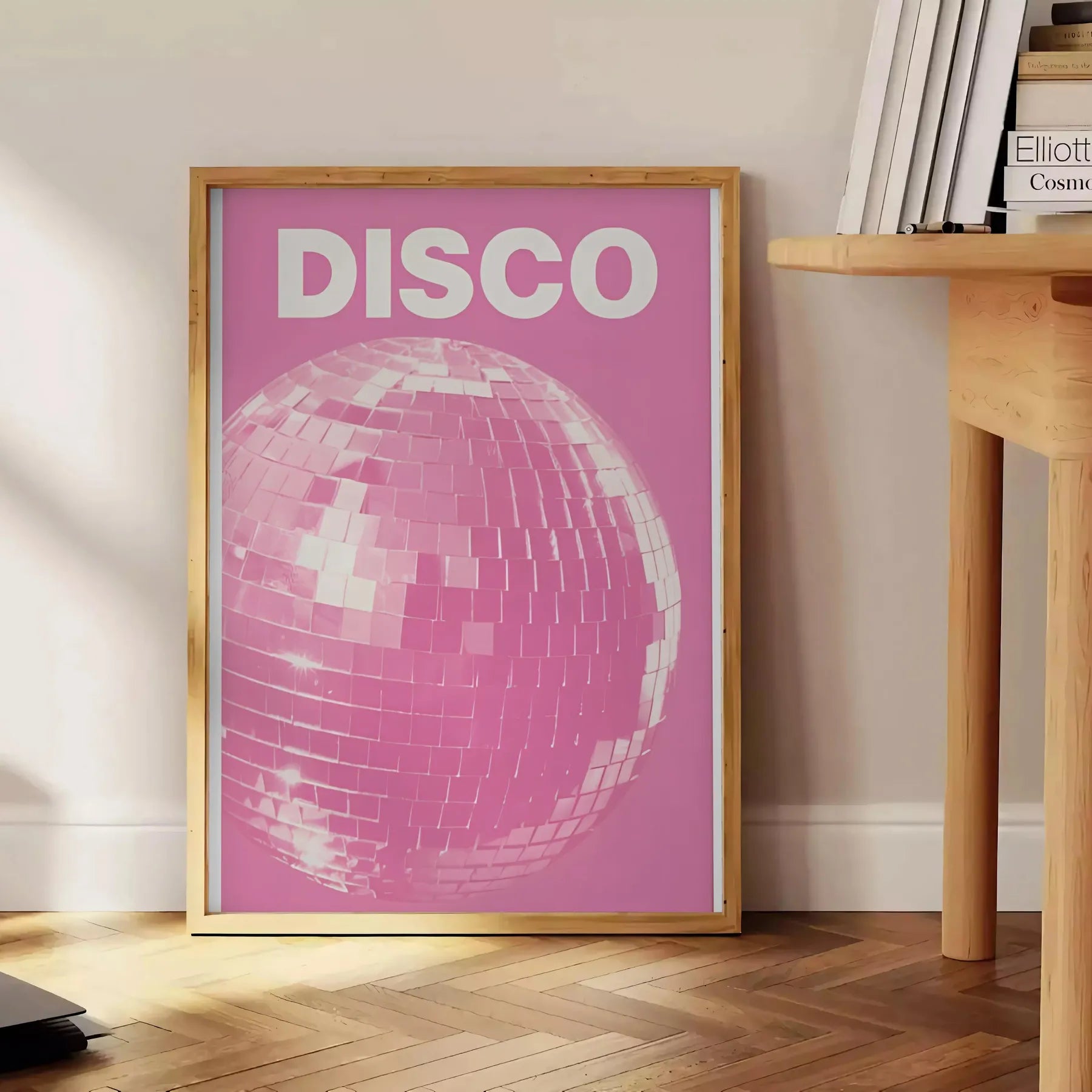 space vibrant disco pink popular art poster dynamic shades orange wall room eye artwork ideal gift various sizes A4 cm A0