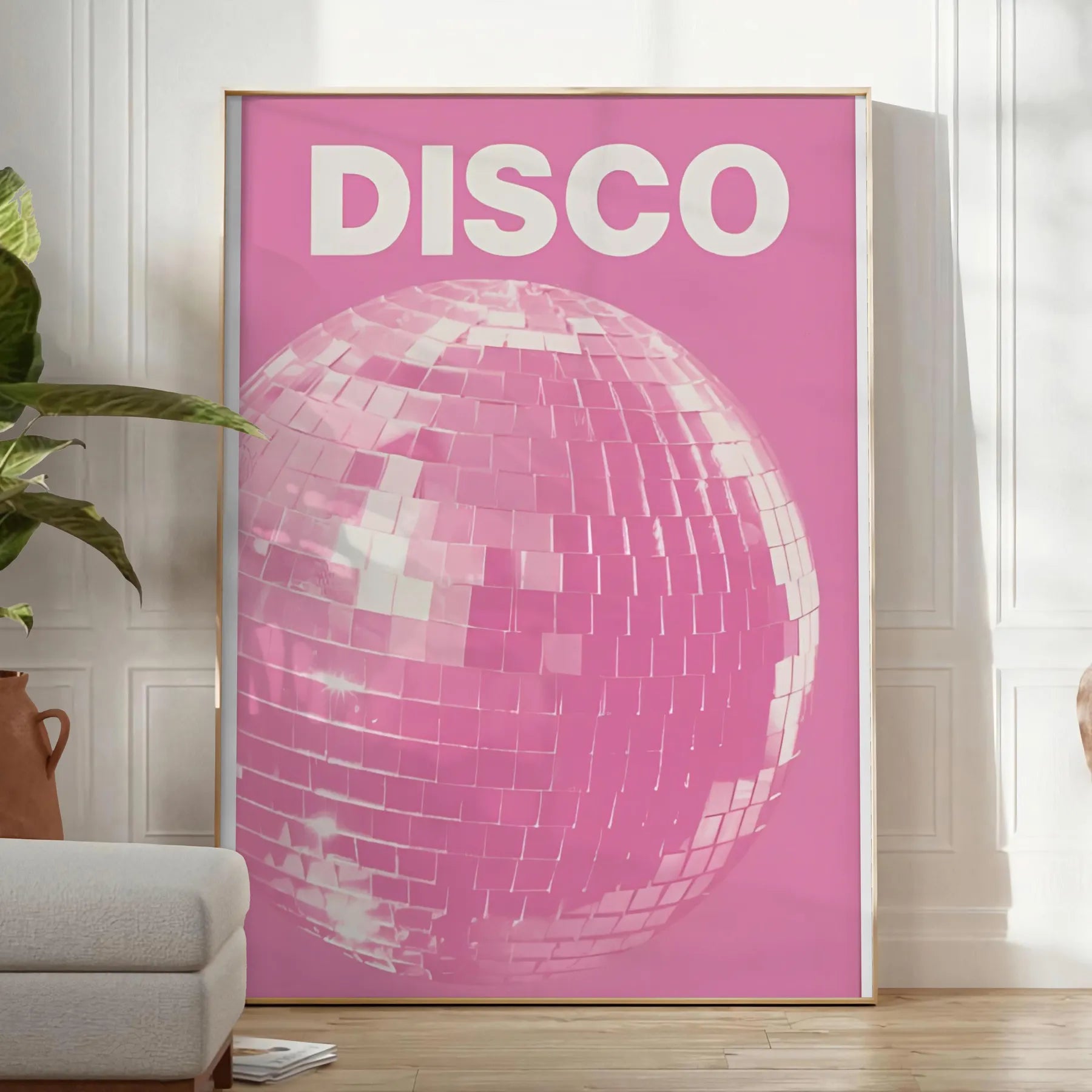 space vibrant disco pink popular art poster dynamic shades orange wall room eye artwork ideal gift various sizes A4 cm A0
