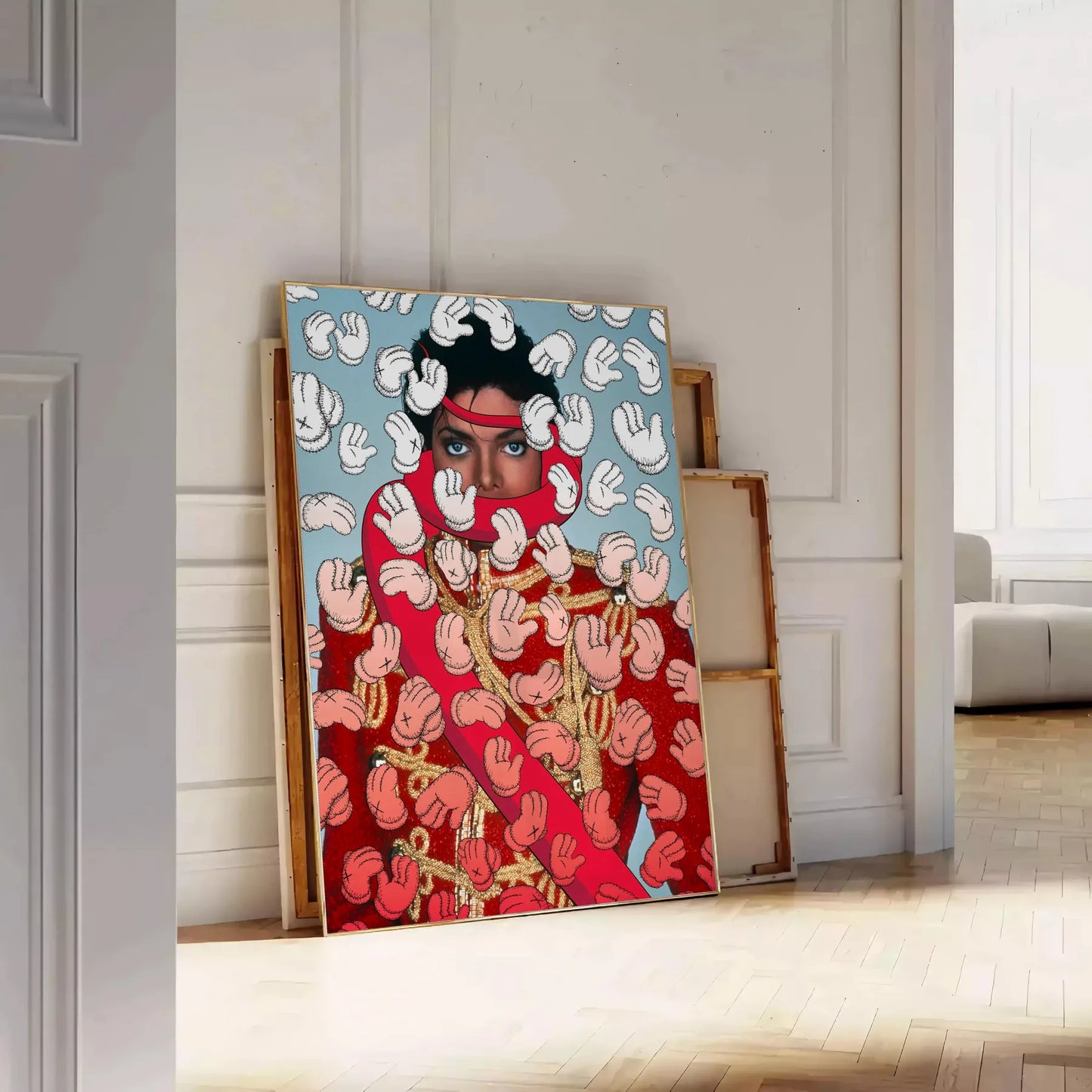 space captivating Human Hyperbeast Art poster bold blue black hues striking wall unique gift statement piece home office decor sizes available A4 cm A0