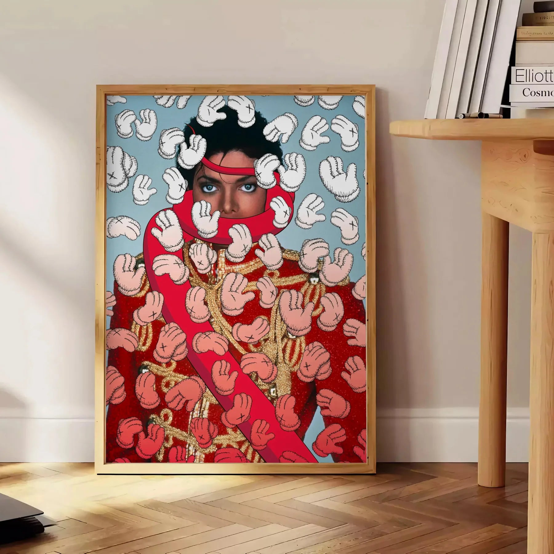 space captivating Human Hyperbeast Art poster bold blue black hues striking wall unique gift statement piece home office decor sizes available A4 cm A0