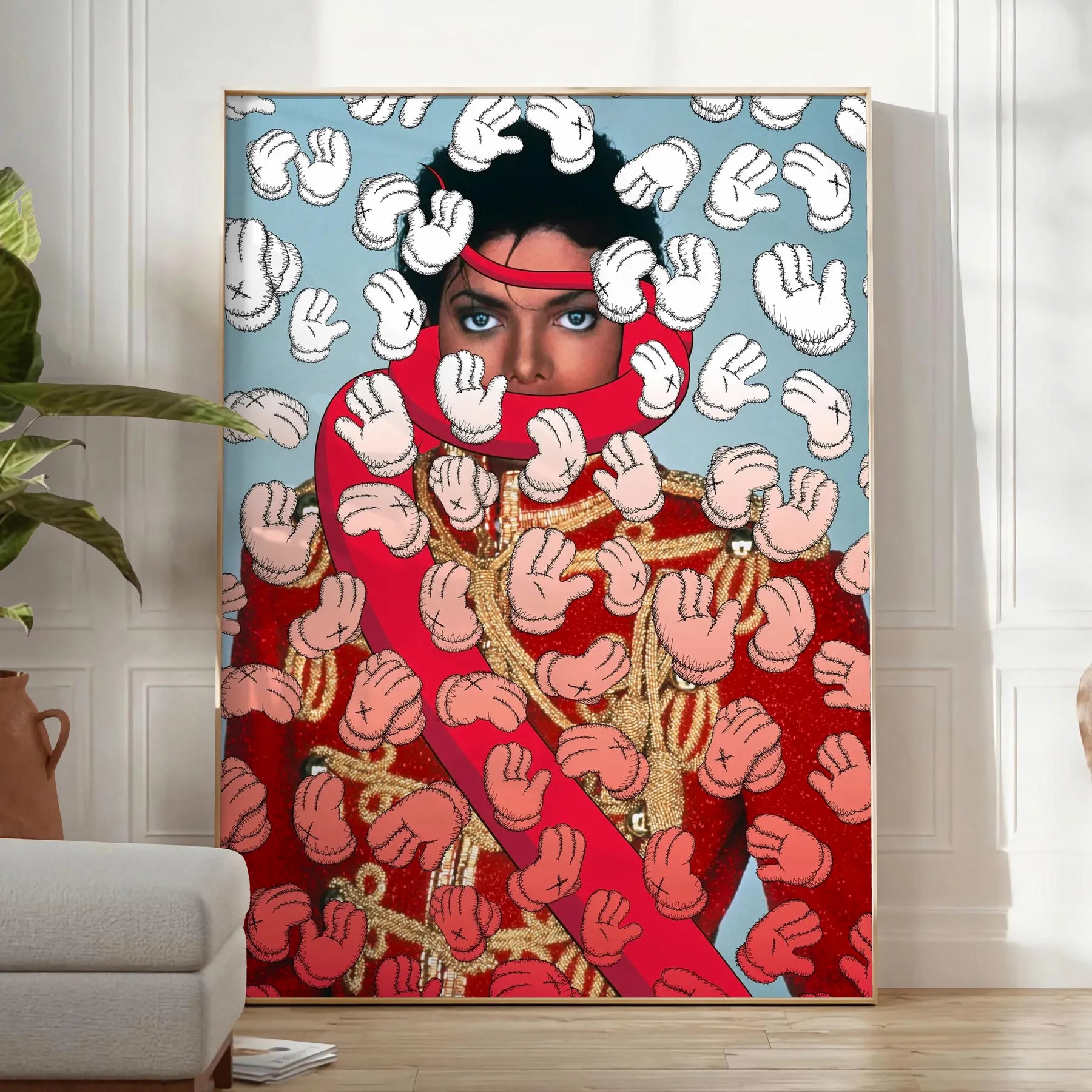 space captivating Human Hyperbeast Art poster bold blue black hues striking wall unique gift statement piece home office decor sizes available A4 cm A0