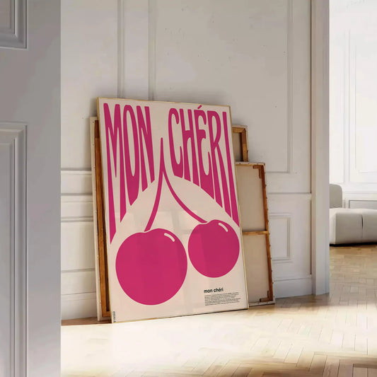 kitchen Mon Chéri Cherries poster purple black hues vibrant wall art print unique gift perfect charm space unframed edition style