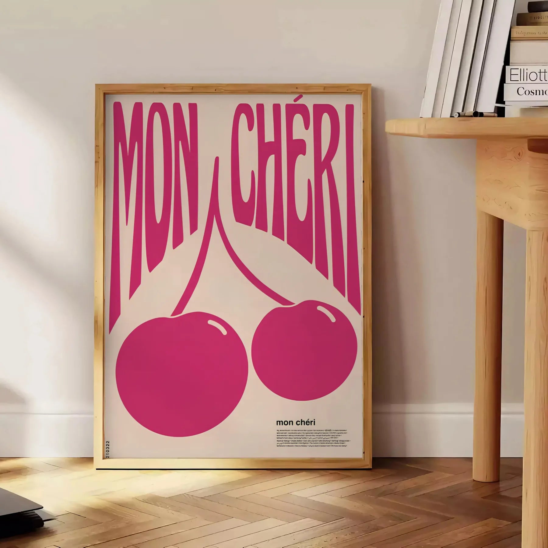 kitchen Mon Chéri Cherries poster purple black hues vibrant wall art print unique gift perfect charm space unframed edition style