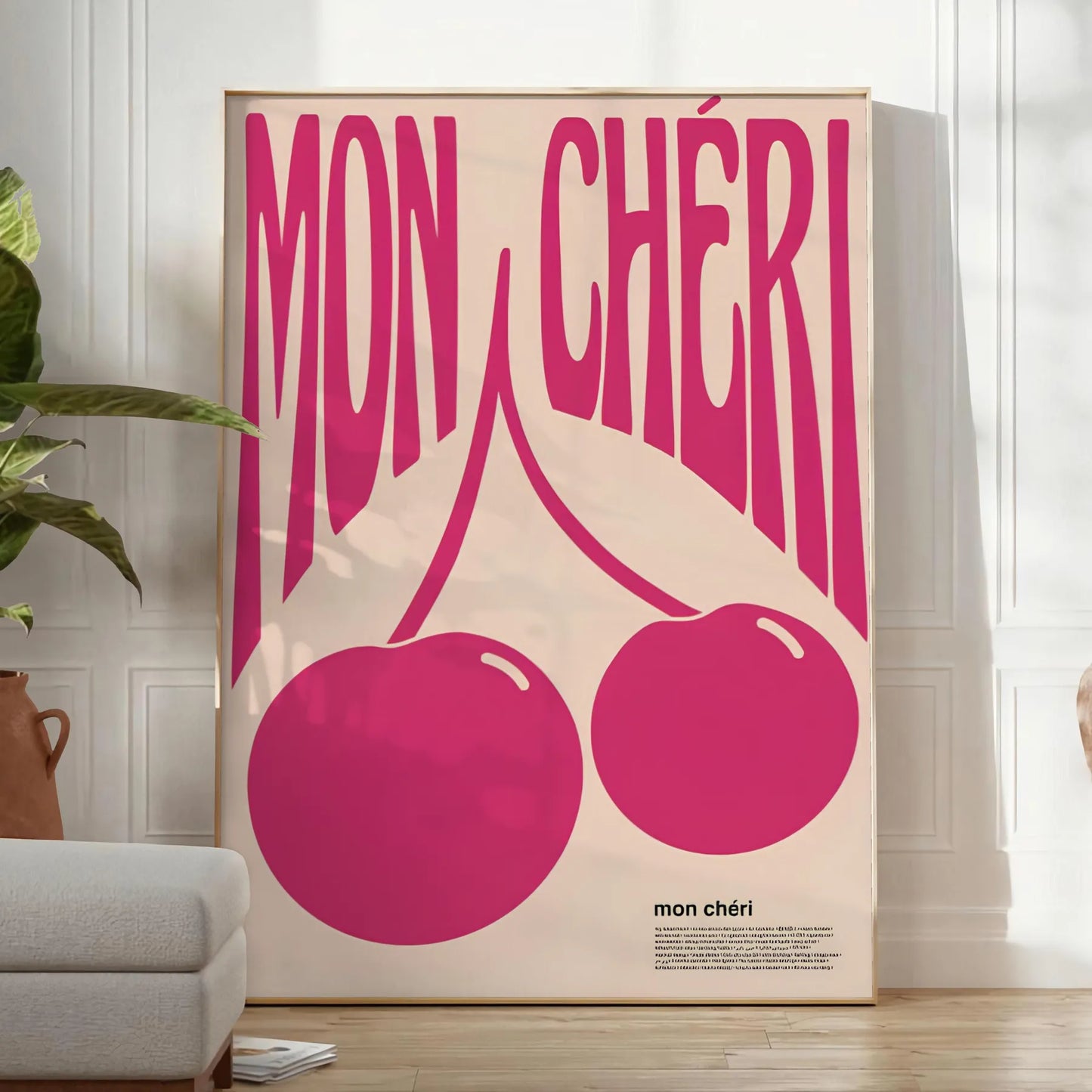 kitchen Mon Chéri Cherries poster purple black hues vibrant wall art print unique gift perfect charm space unframed edition style