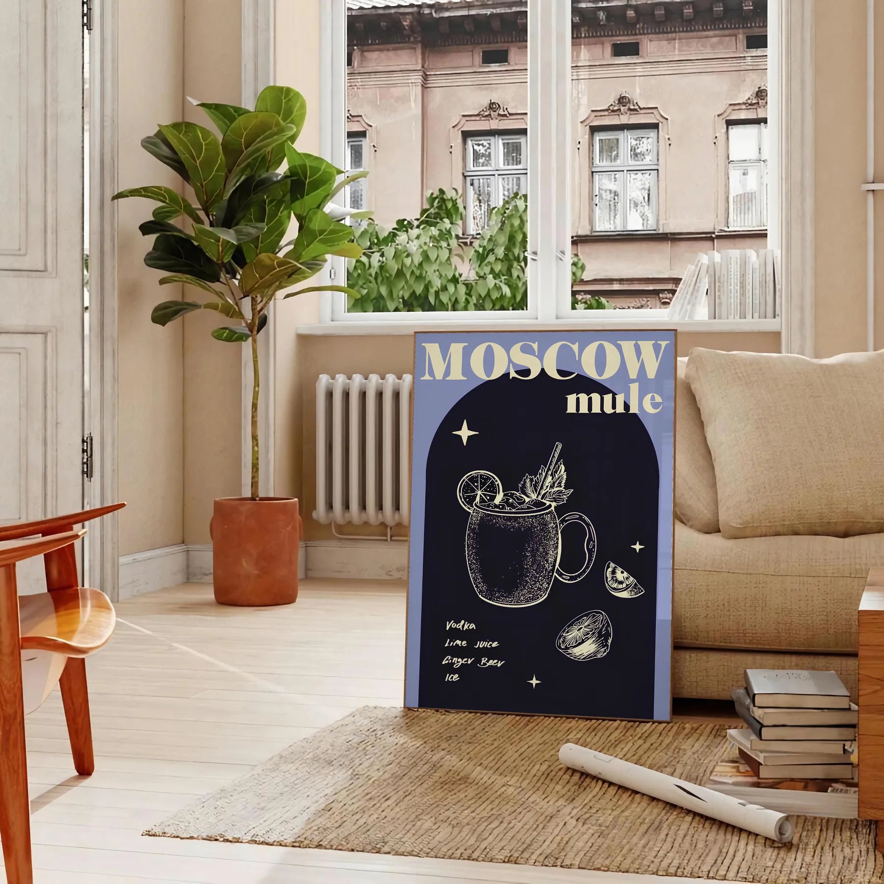 space striking Moscow Mule cocktail poster sleek black vibrant green design stylish wall art perfect enthusiasts unique gift various print sizes A4 cm A0