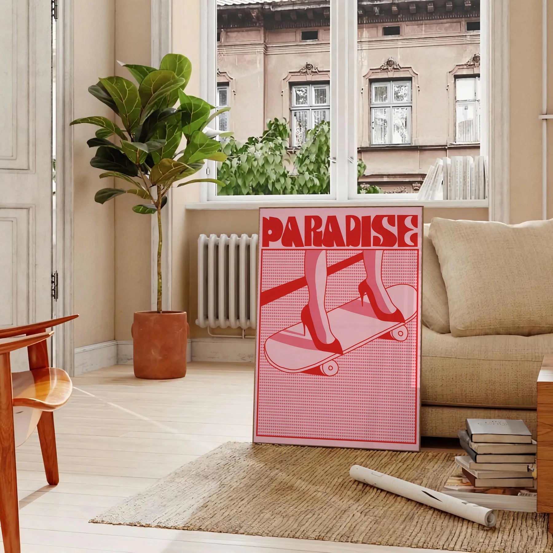 space tropical bliss paradise poster trendy hues brown orange wall art unique gift captivating artwork room convenience