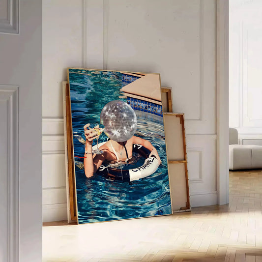 trendy world art Swimming Pool Star poster earthy brown vibrant green hues decor captivating wall ideal gift available A4 cm A0 space today