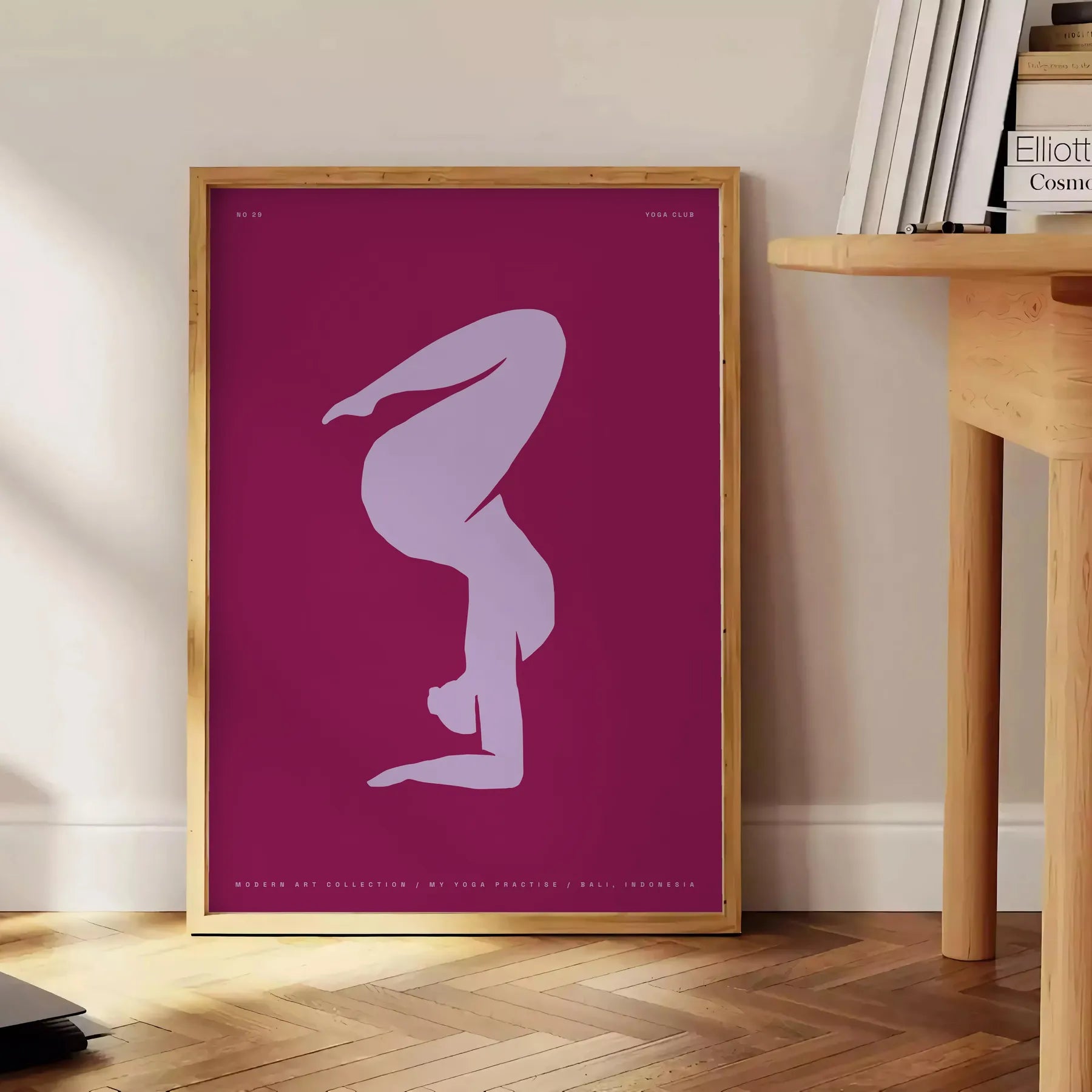 space inspiring yoga motivational art poster blue purple hues wall studio home thoughtful gift wellness enthusiasts framed option unframed version stunning print