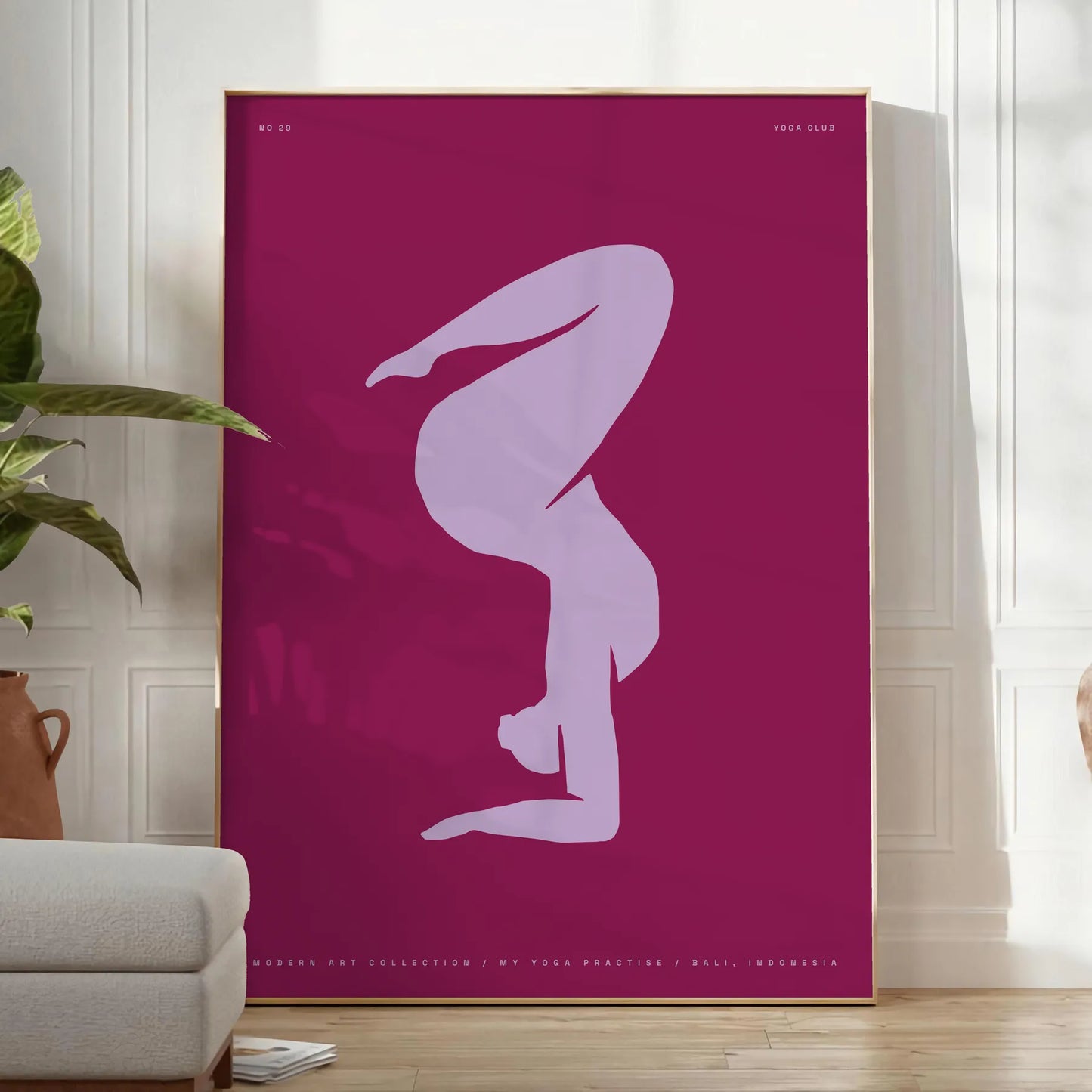space inspiring yoga motivational art poster blue purple hues wall studio home thoughtful gift wellness enthusiasts framed option unframed version stunning print
