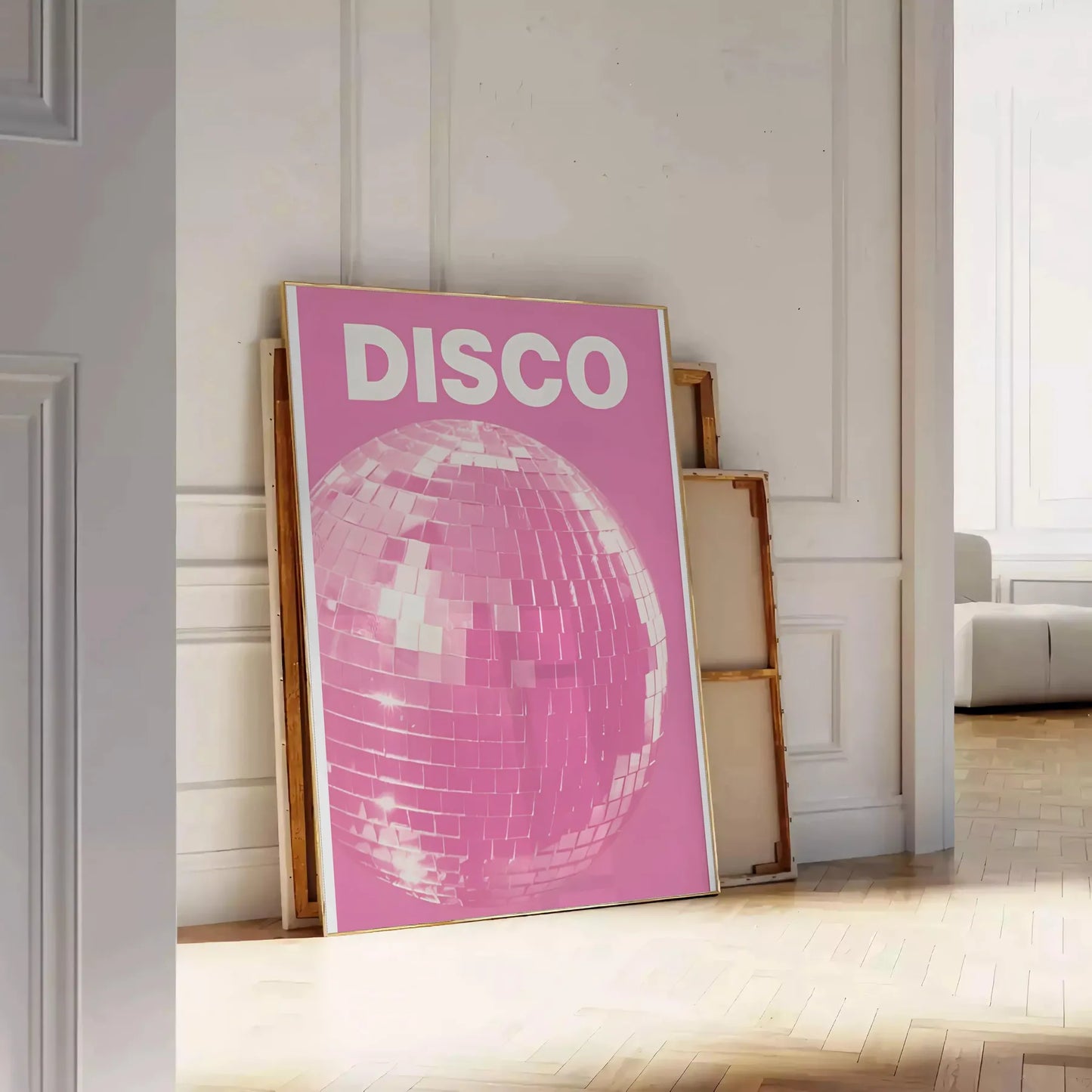 space vibrant disco pink popular art poster dynamic shades orange wall room eye artwork ideal gift various sizes A4 cm A0